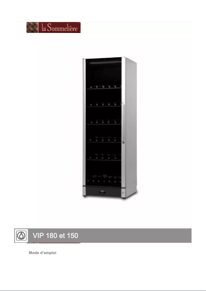 Page n°1 - Manuel utilisateur La Sommelière VIP 180