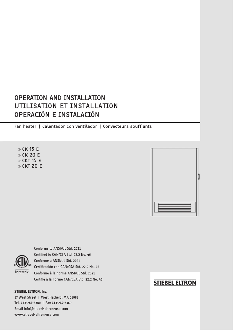 Page 1 de la notice Manuel utilisateur Stiebel Eltron CK 15E