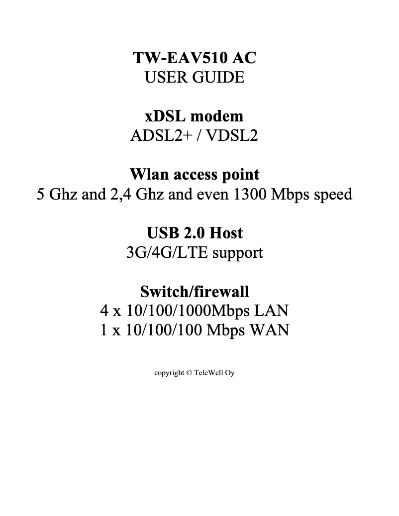 Página 1 del manual Manual de usuario TeleWell TW-EAV510 AC