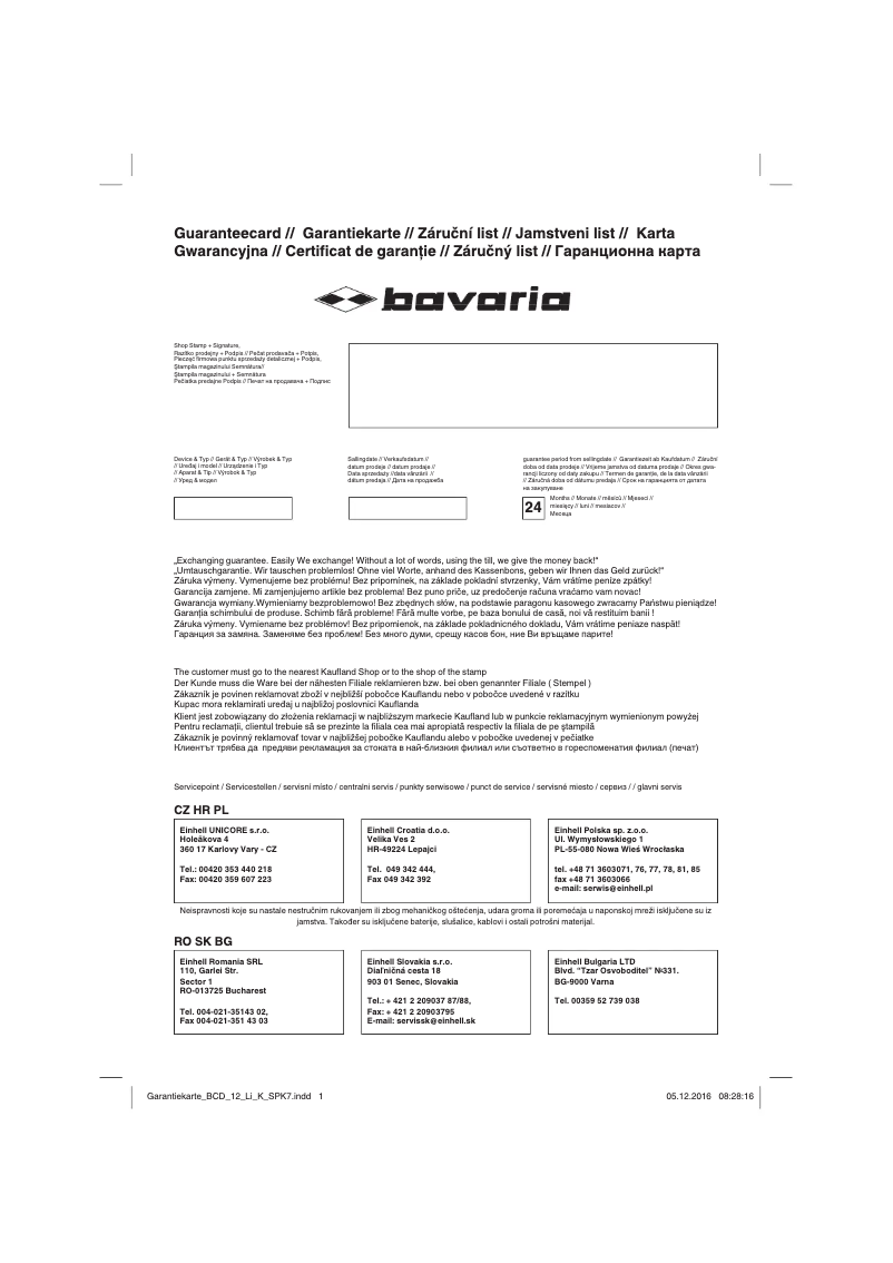 Page 1 de la notice Manuel utilisateur Bavaria BCD 12 Li K