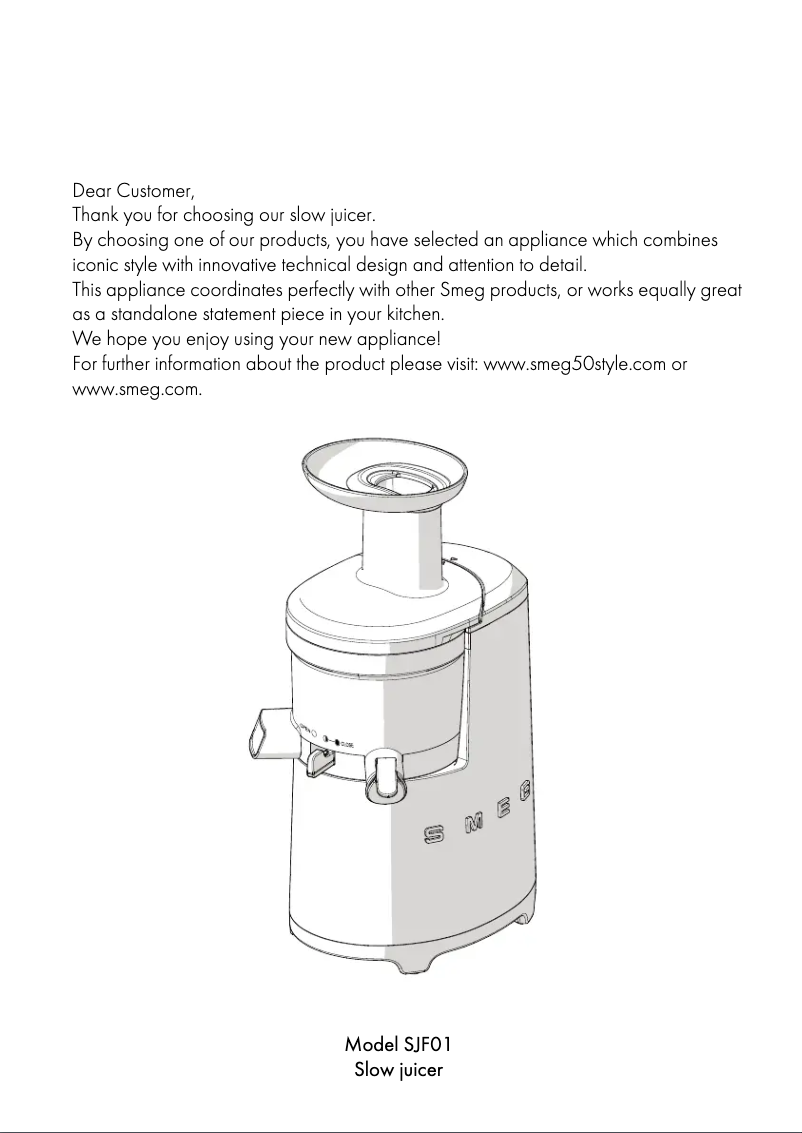 Page 1 de la notice Brochure Smeg SJF01