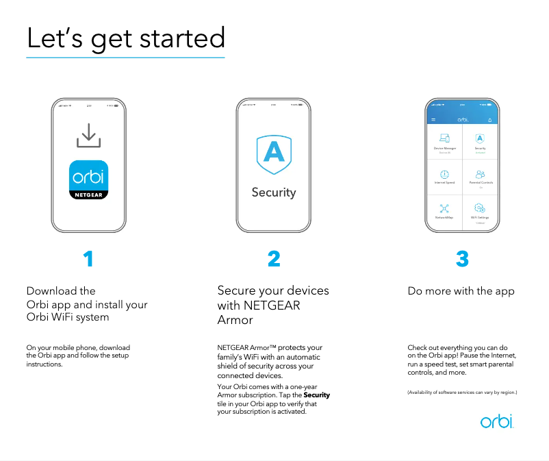 Page 1 de la notice Guide d'installation Netgear Orbi RBK862SB