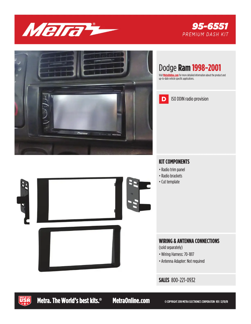 Page n°1 - Fiche technique Metra 95-6551
