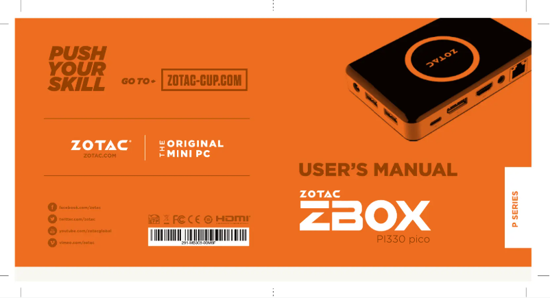 Page 1 de la notice Manuel utilisateur Zotac ZBox Pico 330