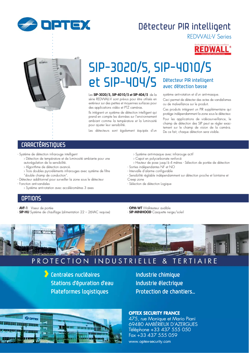 Page n°1 - Fiche technique Optex SIP-5-IP-BOX