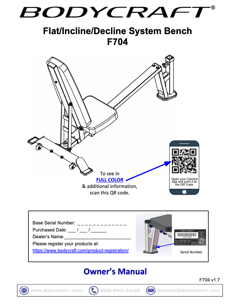 Page 1 de la notice Manuel utilisateur BodyCraft F704