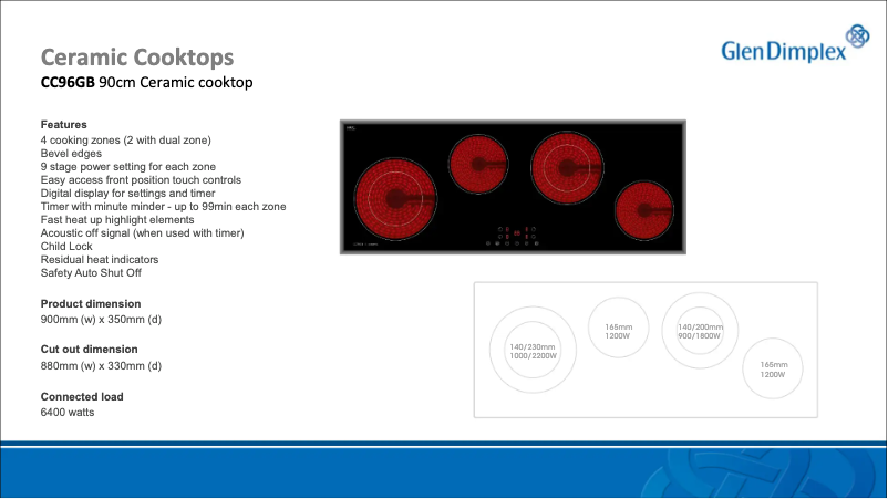 Page 1 de la notice Fiche technique ARC CC96GB