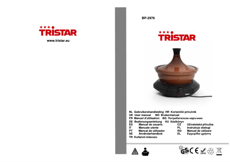 Page 1 of the manual User Manual TriStar BP-2976