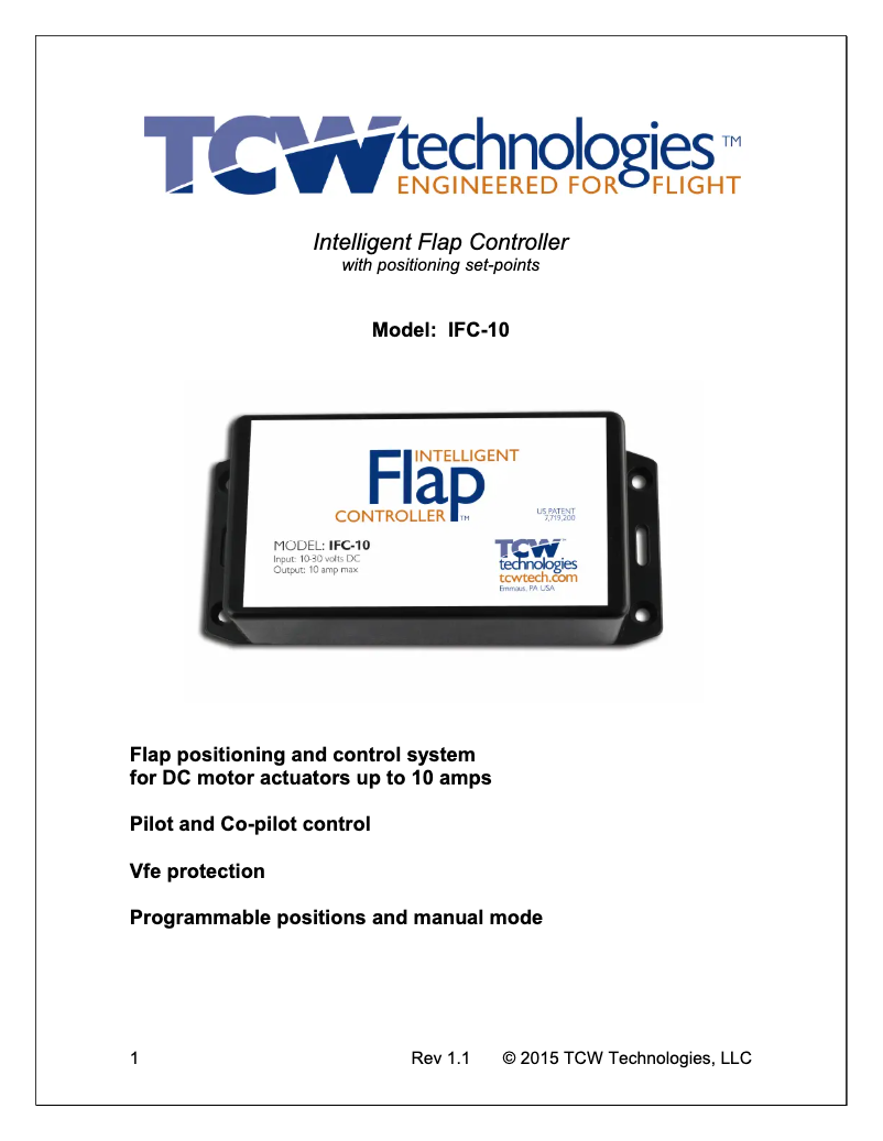 Page n°1 - Manuel utilisateur TCW Technologies IFC-10