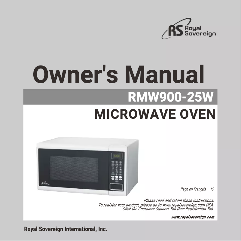 Page n°1 - Manuel utilisateur Royal Sovereign RMW900-25W