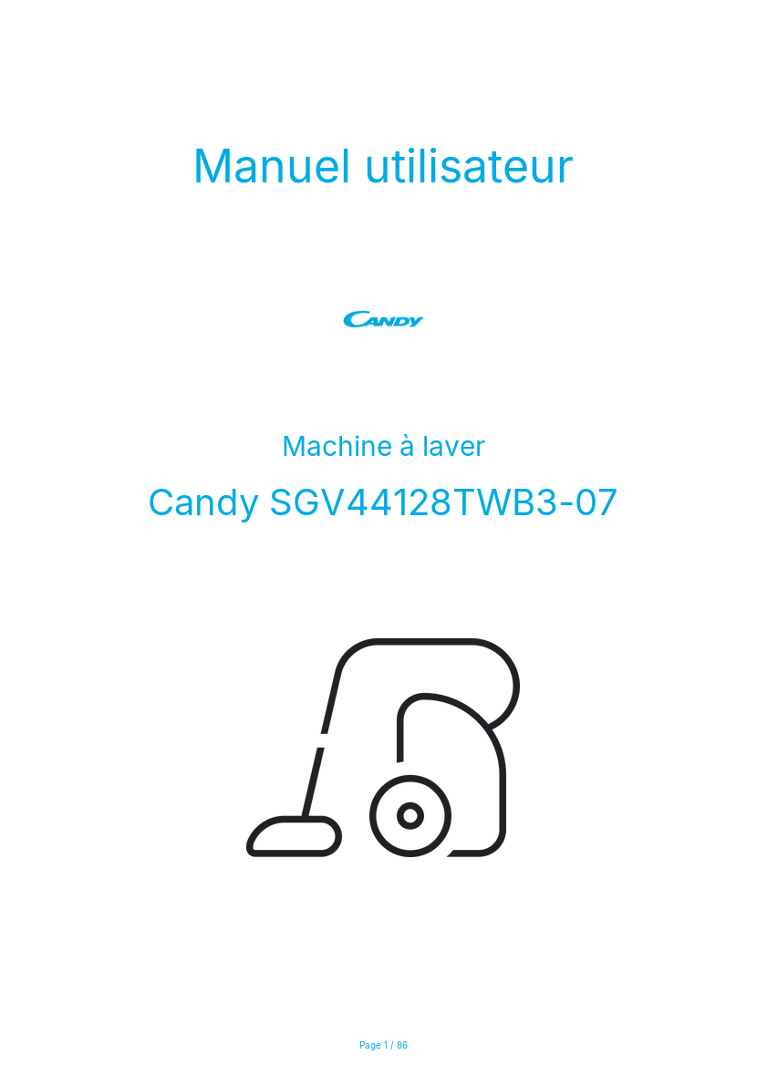 Page n°1 - Manuel utilisateur Candy SGV44128TWB3-07