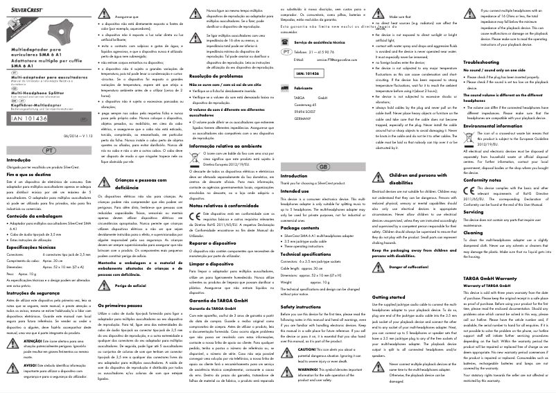 Page 1 de la notice Manuel utilisateur SilverCrest SMA 6 A1