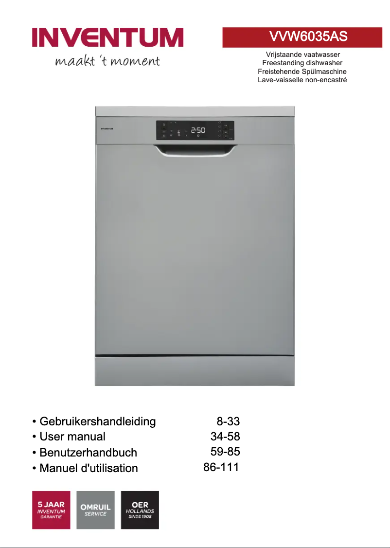 Image de la première page du manuel de l'appareil VVW6035AS