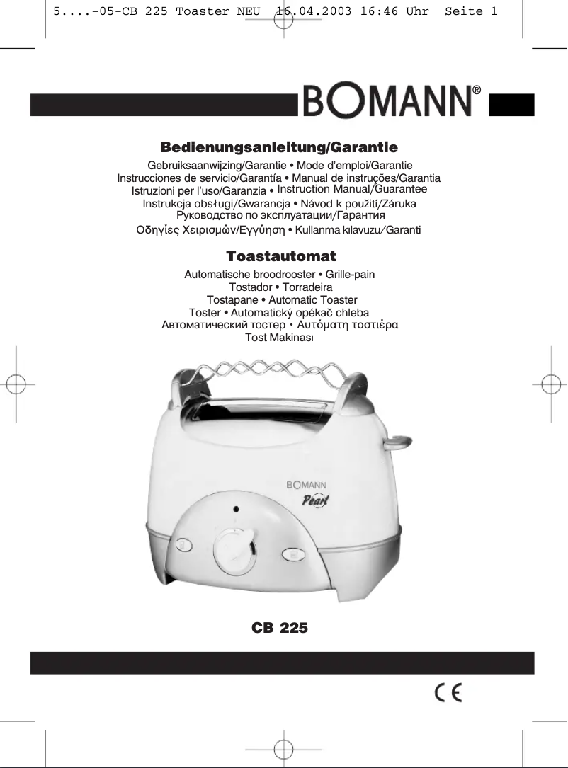 Page n°1 - Manuel utilisateur Bomann CB 225