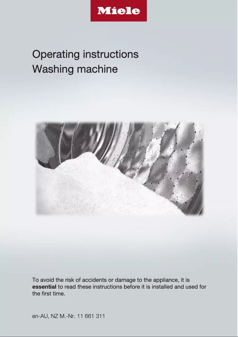 Page 1 de la notice Manuel utilisateur Miele WKF131 WCS PWASH 2.0