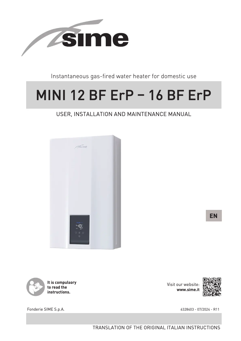 Imagen de la primera página del manual del dispositivo MINI 12_16 BF ErP