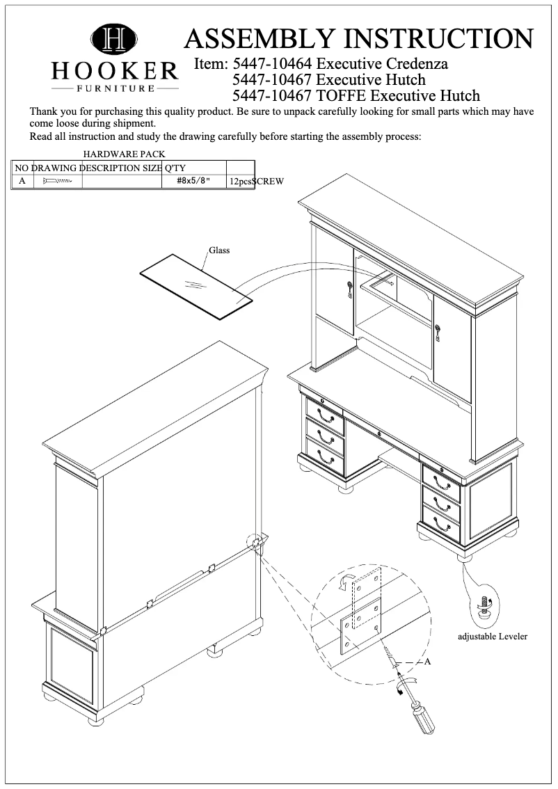 Page n°1 - Manuel utilisateur Hooker 5447-10464