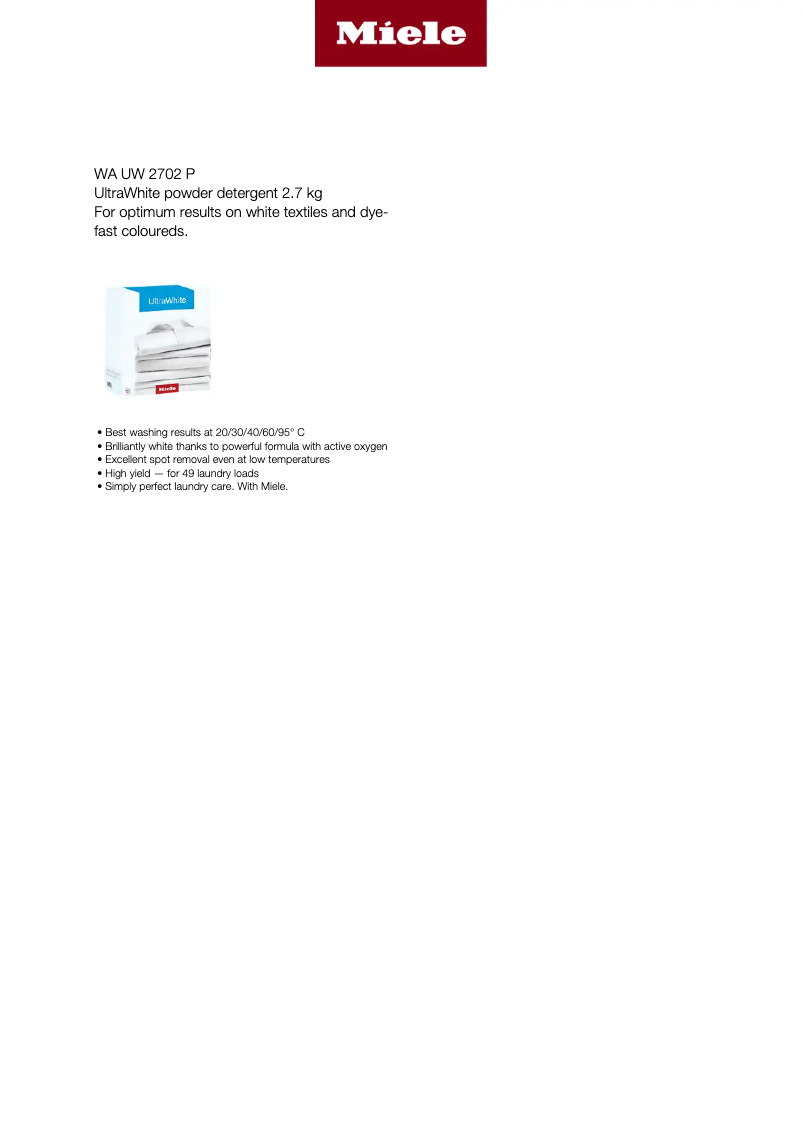 Page 1 de la notice Manuel utilisateur Miele WA UW 2702 P