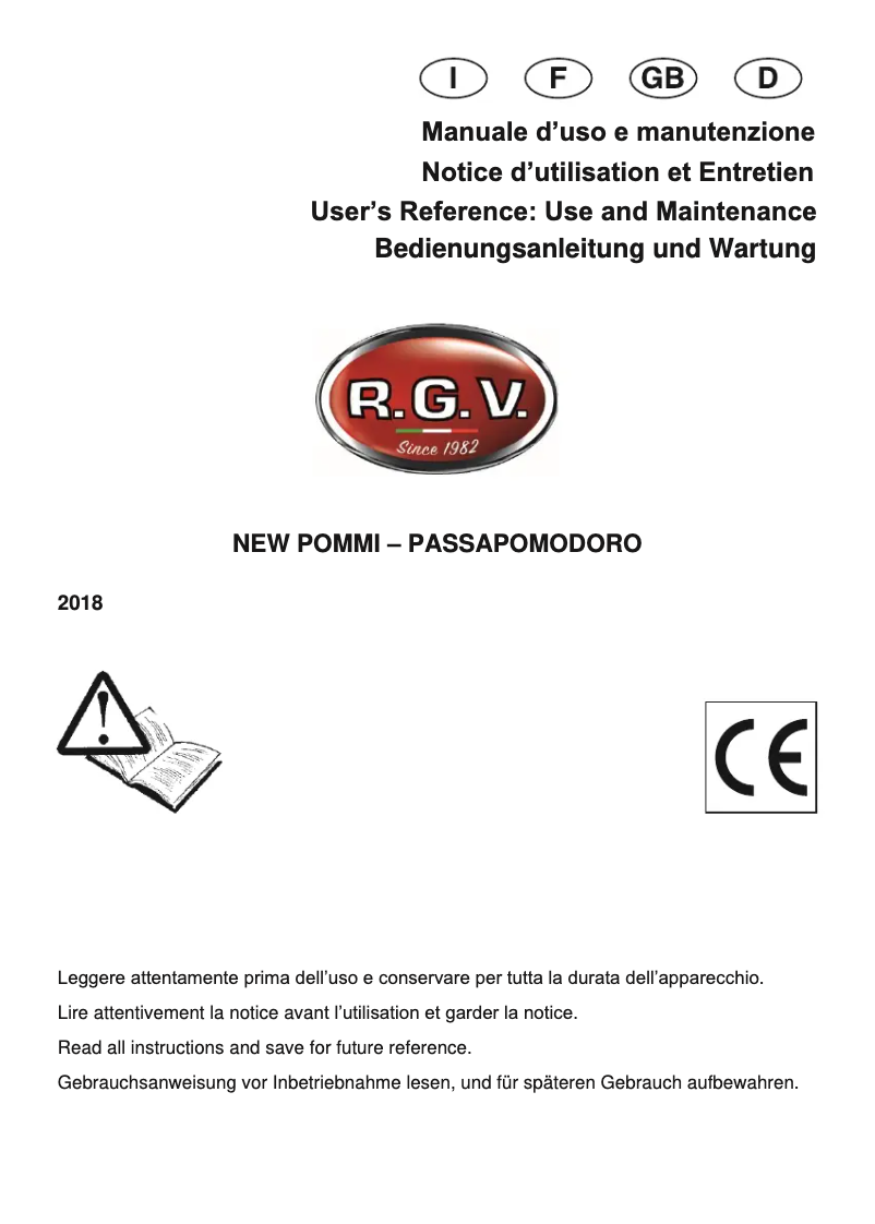 Page 1 de la notice Manuel utilisateur RGV New Pommi