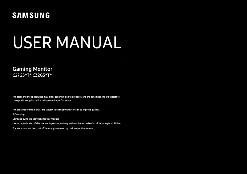 Page 1 de la notice Manuel utilisateur Samsung LC27G55TQWN