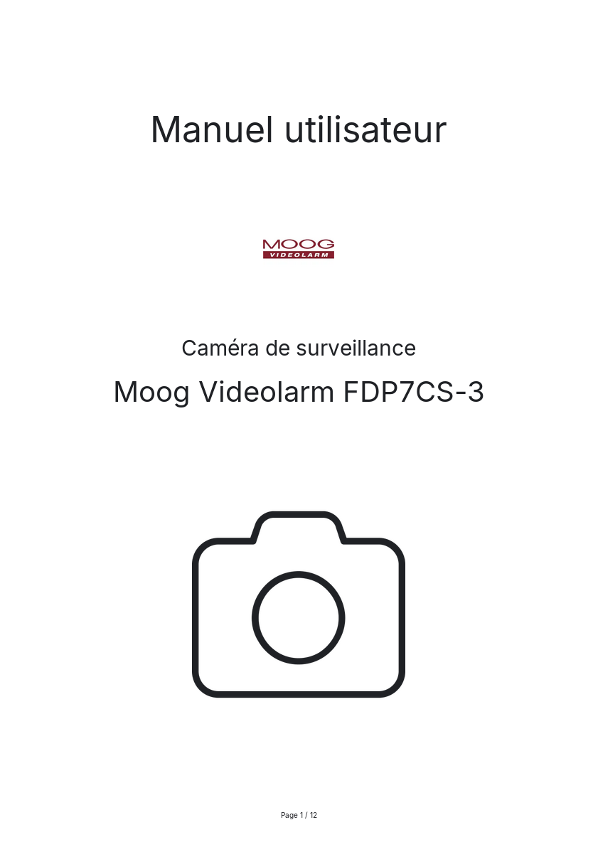 Page n°1 - Manuel utilisateur Moog Videolarm FDP7CS-3