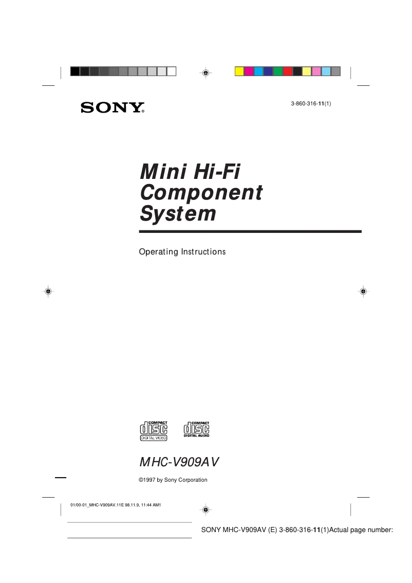 Page 1 de la notice Manuel utilisateur Sony MHC-V909AV