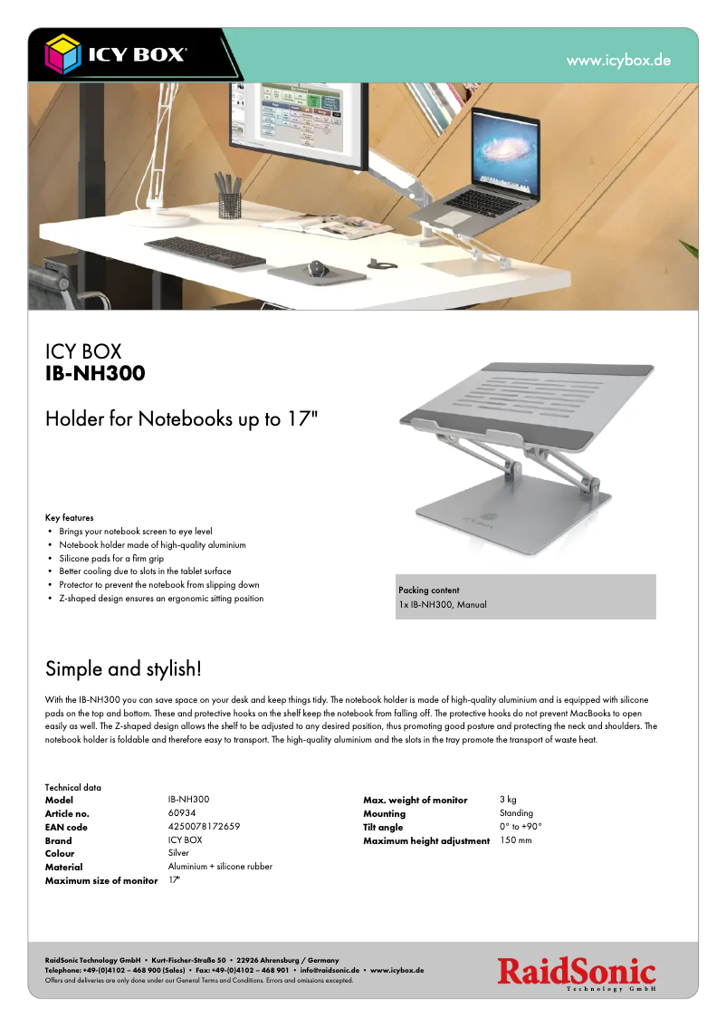 Page n°1 - Fiche technique Icy Box IB-NH300
