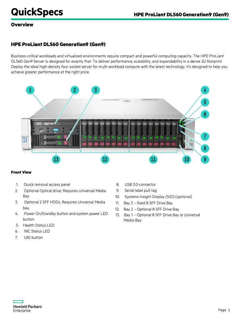 Página 1 del manual Manual de usuario HP ProLiant DL560 Gen9