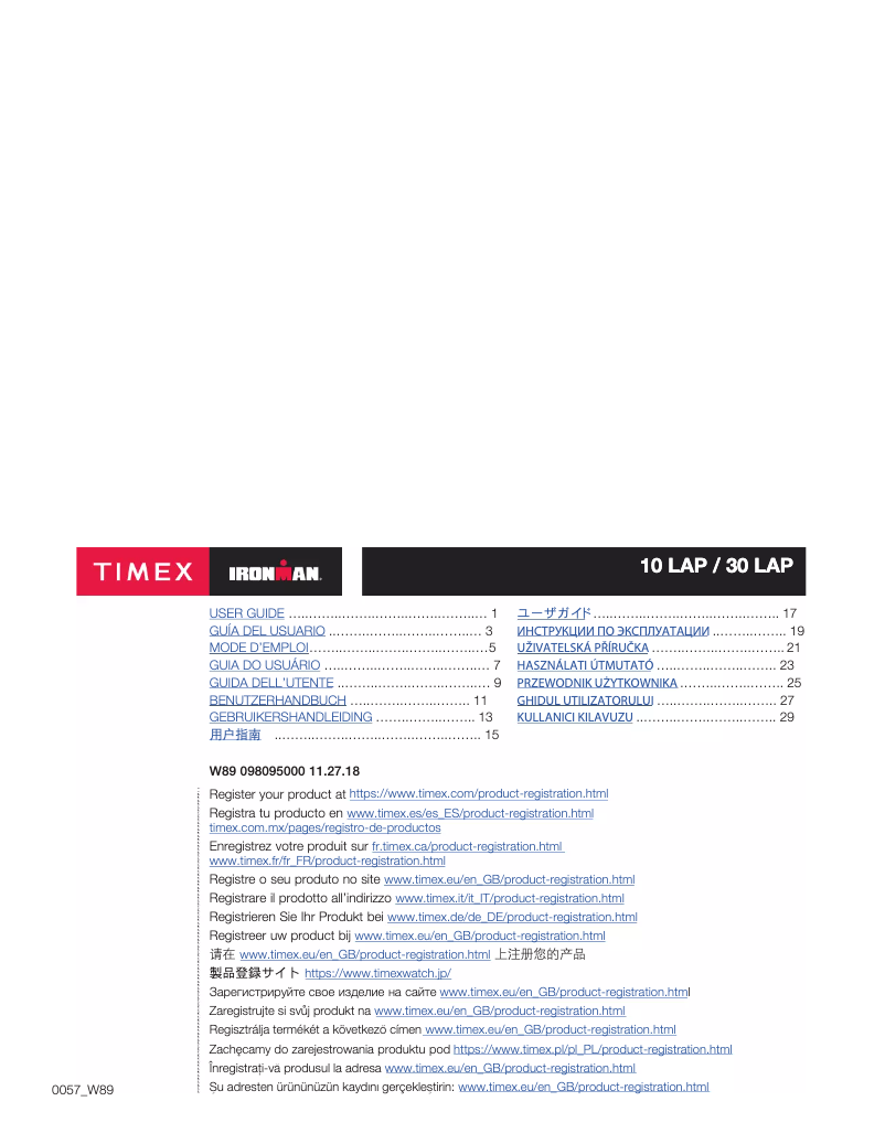 Page 1 de la notice Manuel utilisateur Timex Ironman TW5M19600JT