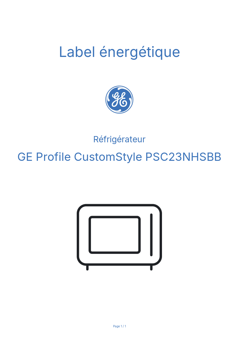 Image de la première page du manuel de l'appareil Profile CustomStyle PSC23NHSBB