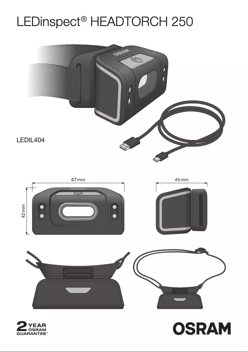 Page n°1 - Instructions / montage Osram LEDinspect HEADTORCH250