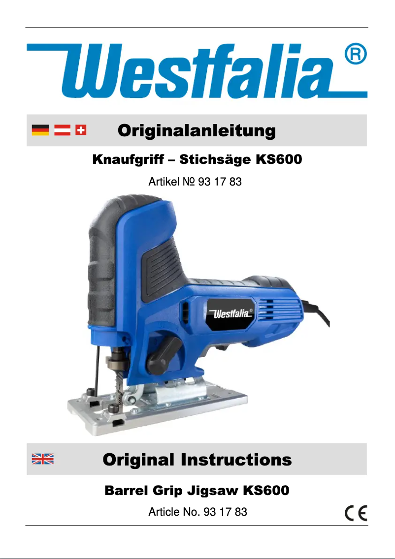 Page 1 de la notice Manuel utilisateur Westfalia KS600