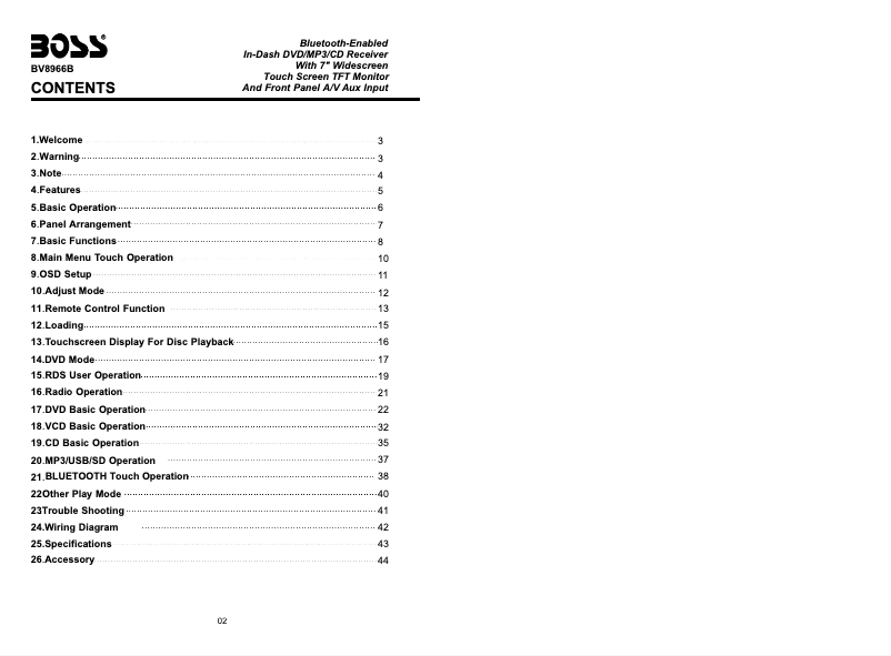 Page n°1 - Manuel utilisateur Boss BV8966B