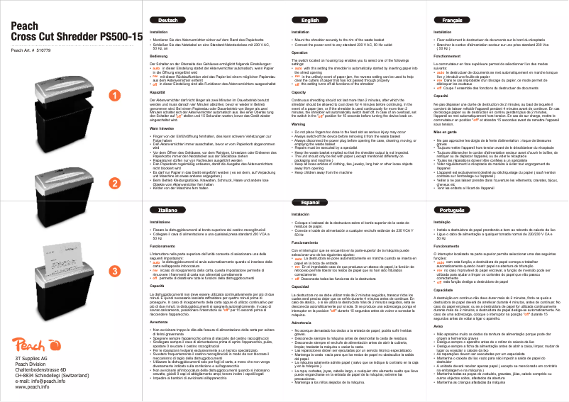 Page n°1 - Manuel utilisateur Peach PS500-15