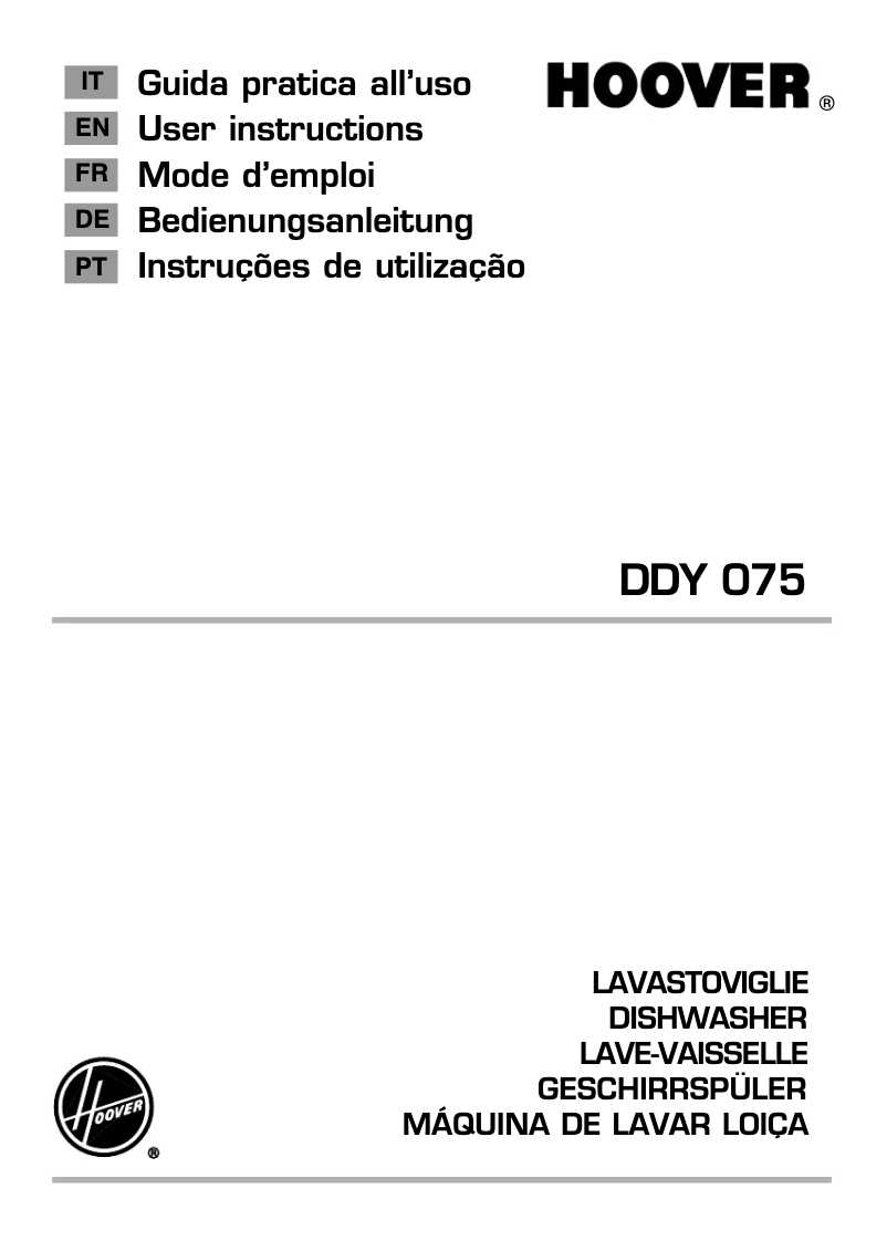 Page n°1 - Manuel utilisateur Hoover DDY 075