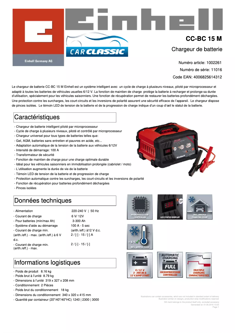 Image de la première page du manuel de l'appareil CC-BC 15 M