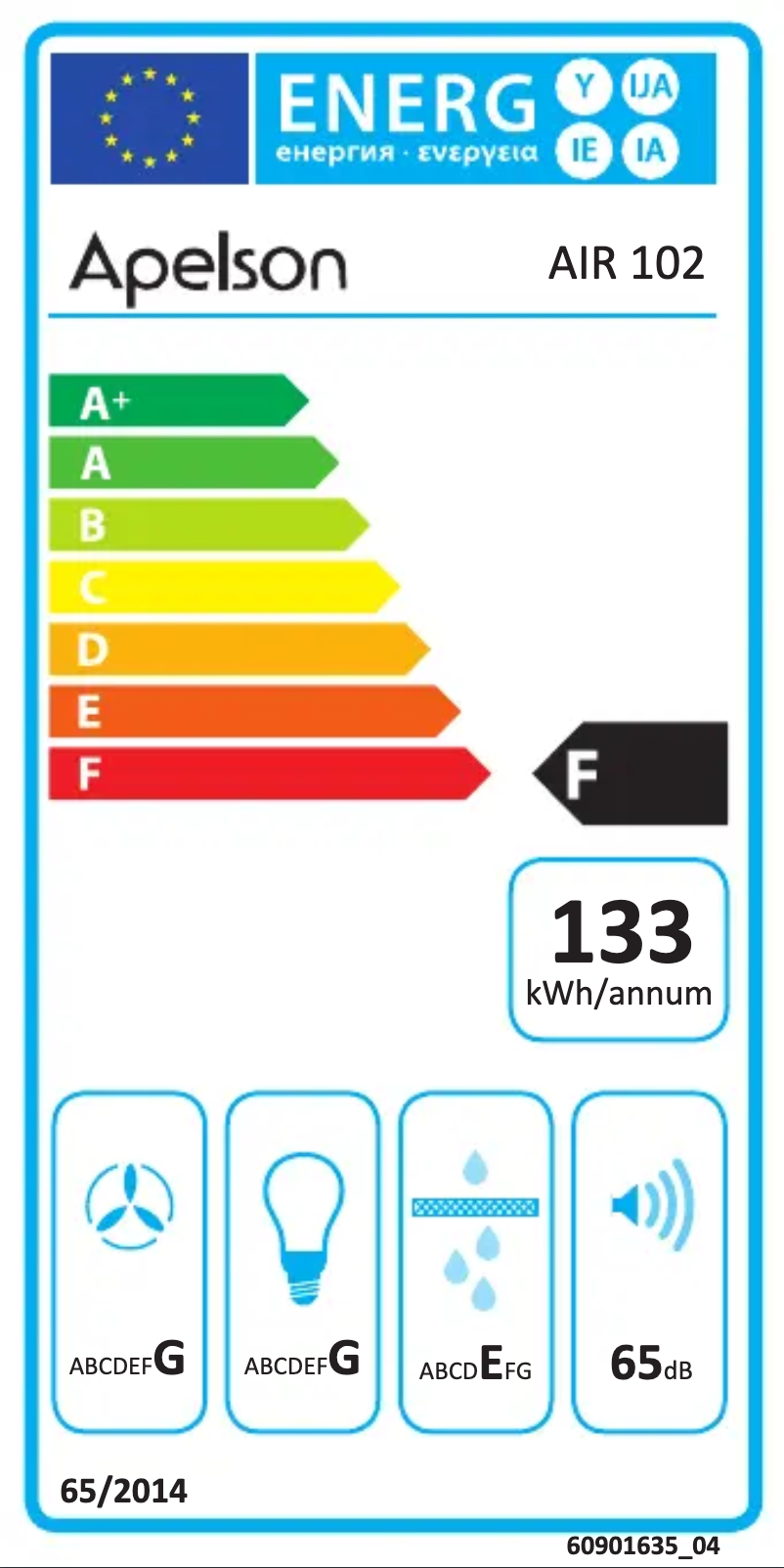Page 1 de la notice Label énergétique Apelson AIR 102