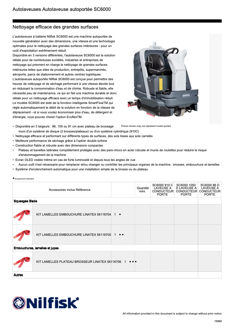 Page n°1 - Fiche technique Nilfisk SC6000
