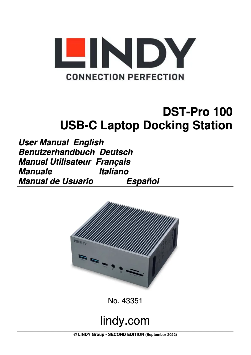 Page 1 de la notice Manuel utilisateur Lindy 43351