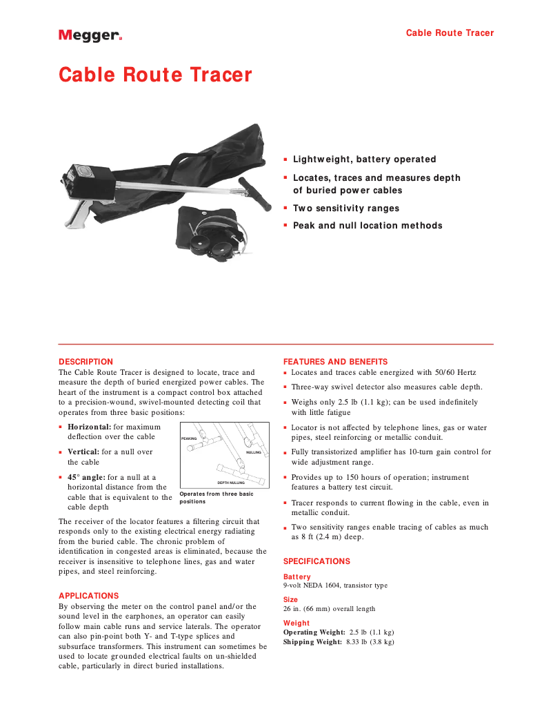 Page 1 de la notice Fiche technique Megger AccuTrace 656621