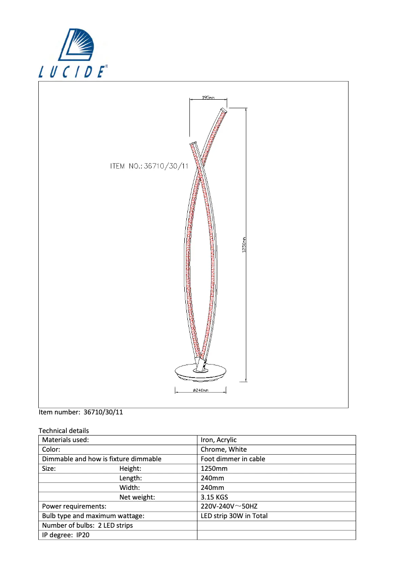 Image de la première page du manuel de l'appareil Dual led 36710/30/11