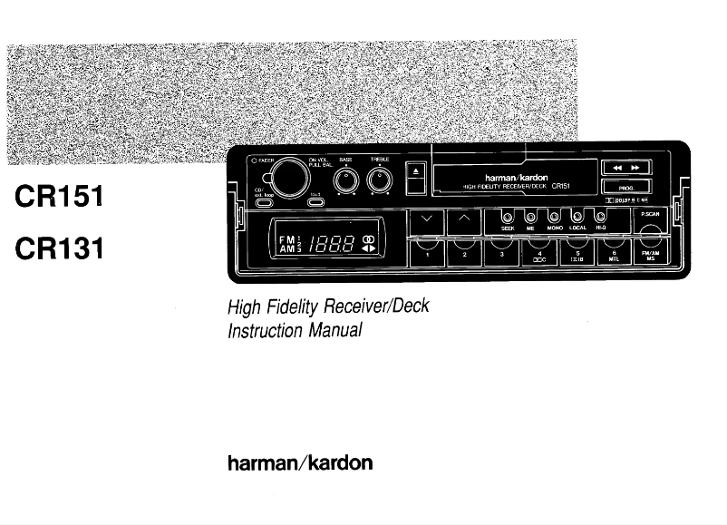 Page n°1 - Manuel utilisateur Harman Kardon CR151