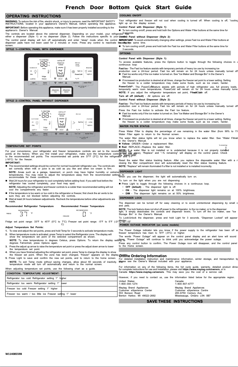 Page n°1 - Guide de démarrage rapide Maytag MFT2772HEZ