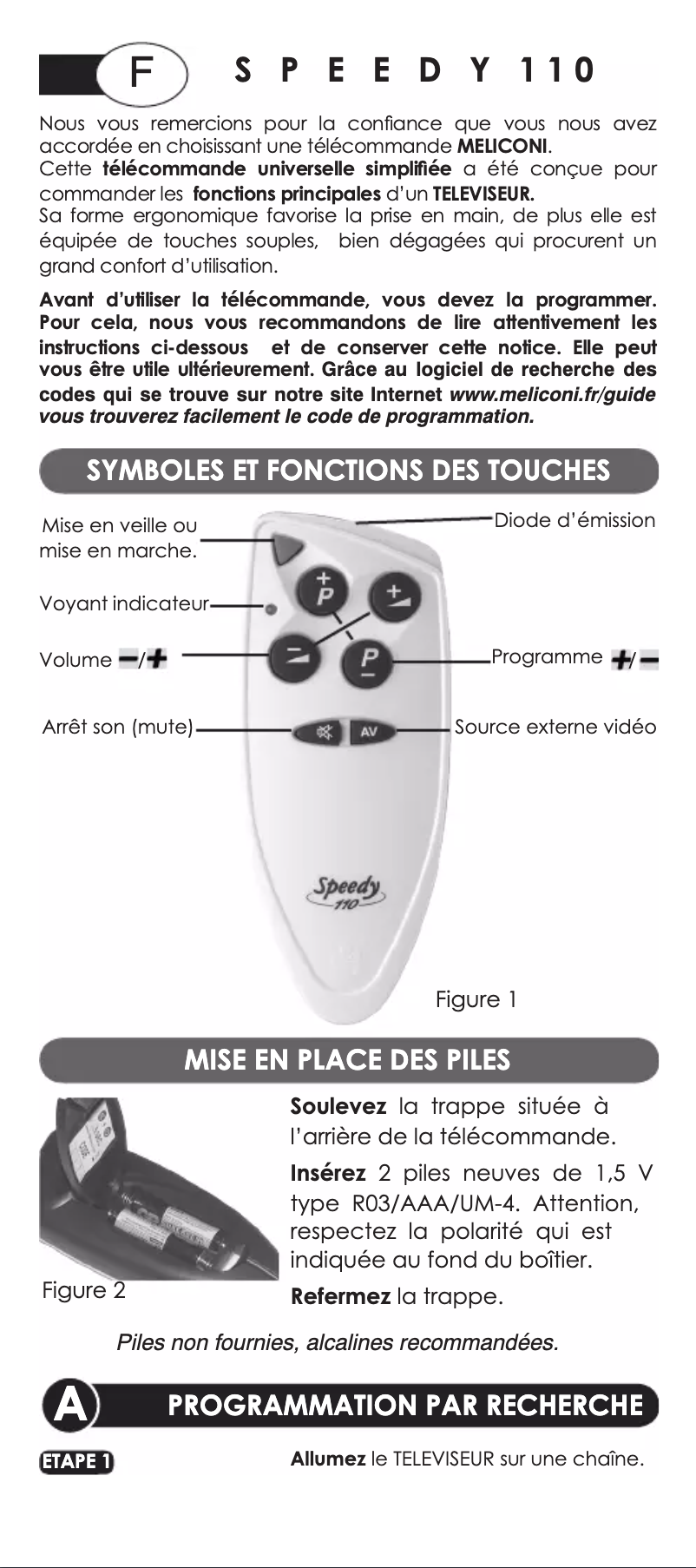 Image de la première page du manuel de l'appareil Speedy 110