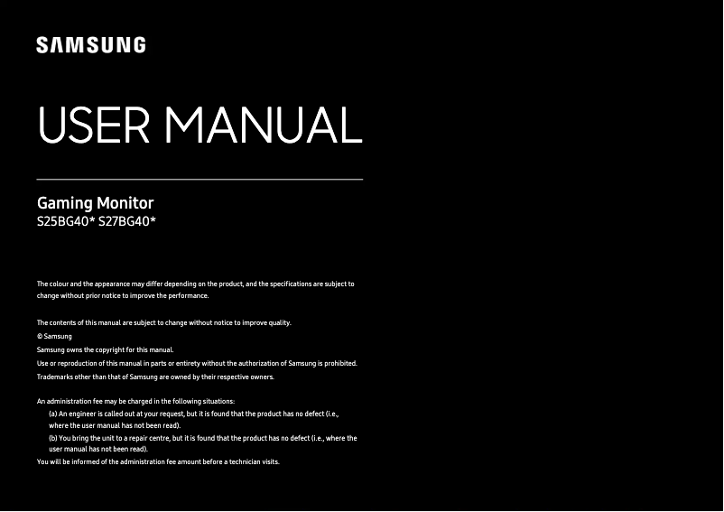Page 1 de la notice Manuel utilisateur Samsung S25BG400EU