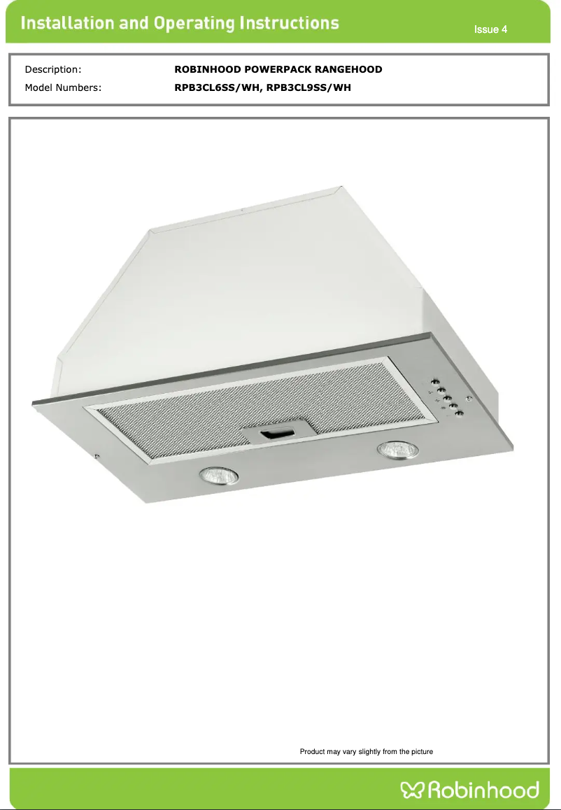 Page 1 de la notice Guide d'installation Robinhood RPB3CL9SS/WH