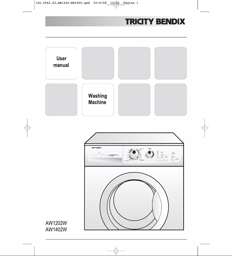 Page 1 de la notice Manuel utilisateur Tricity Bendix AW1402W
