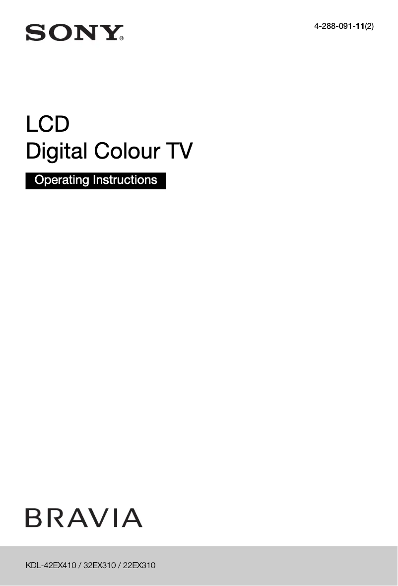 Image de la première page du manuel de l'appareil Bravia KDL-42EX410