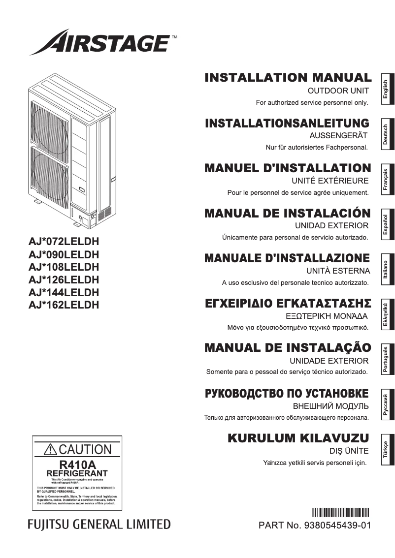 Page 1 de la notice Manuel utilisateur Fujitsu AIRSTAGE AJY162LELDH
