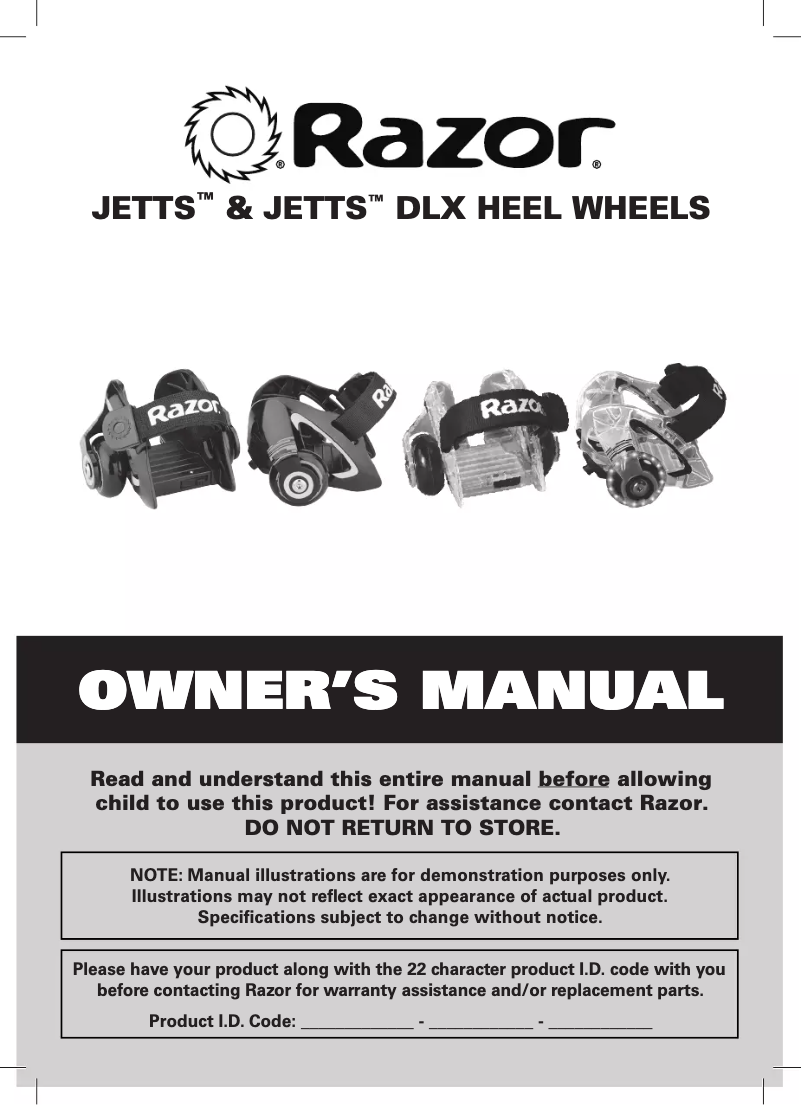 Page 1 de la notice Manuel utilisateur Razor Jetts DLX